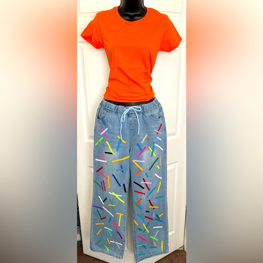 #SOLD# Newly created by K&G Novelties Women jeans size L fit like a medium